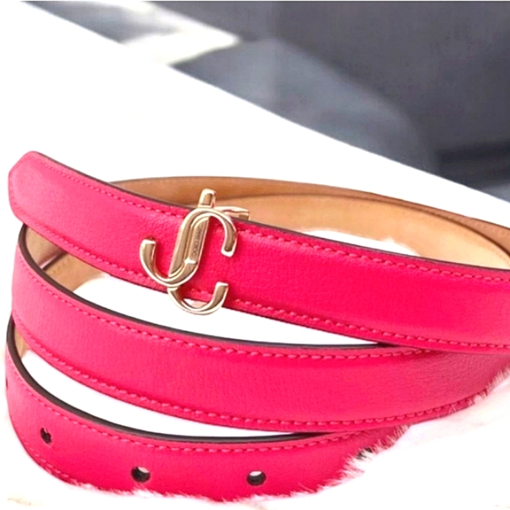 JIMMY CHOO MINI HELINA CALF LEATHER SLIM BELT NEW IN BOX SIZE XLR